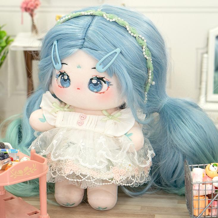 20cmブルーロングウェーブヘアコットンドール