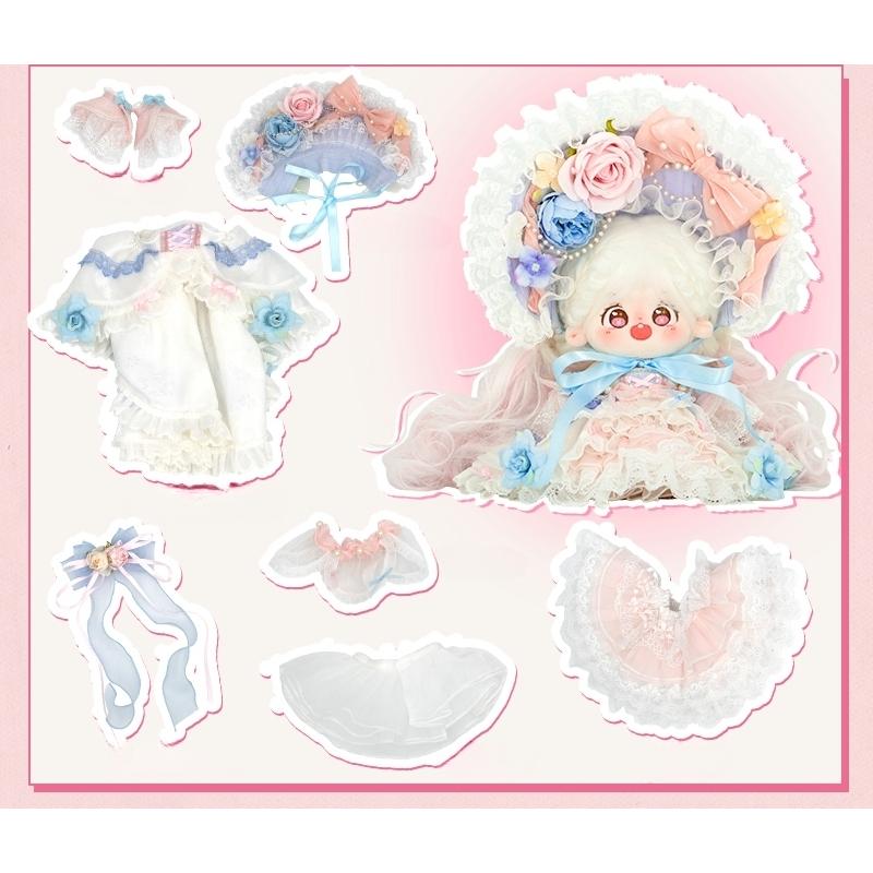 20cmコットンドール 7ピース付き ゴージャスな花嫁衣装の画像