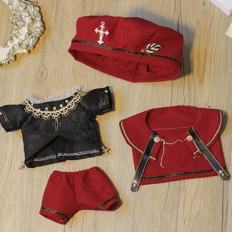 20cm コットンドール用 赤/白 5 点 教会聖歌隊衣装_2