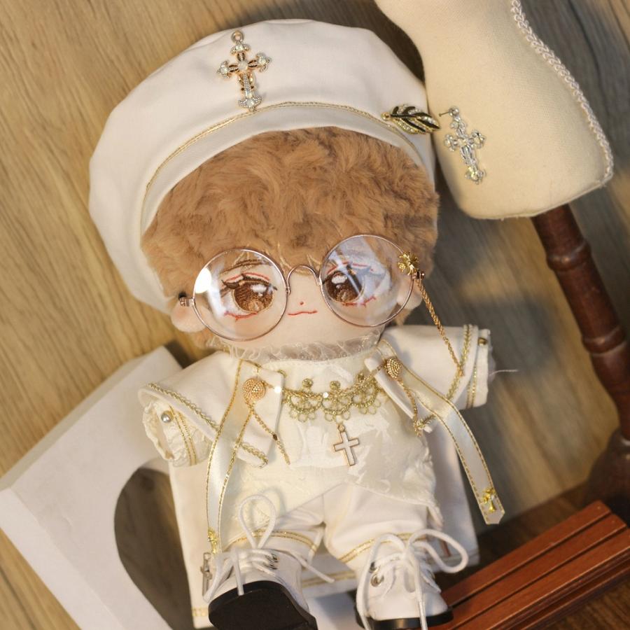 20cm コットンドール用 赤/白 5 点 教会聖歌隊衣装_5