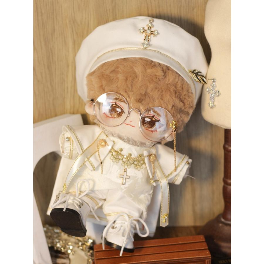 20cm コットンドール用 赤/白 5 点 教会聖歌隊衣装_7