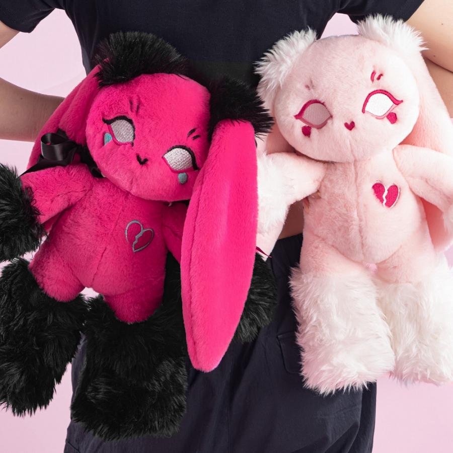 ローズピンク/ライトピンク カワイイリボンうさぎ 30cm ぬいぐるみ