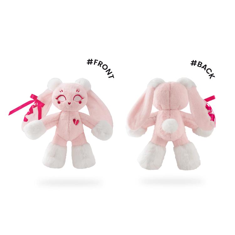 ローズピンク/ライトピンク カワイイリボンうさぎ 30cm ぬいぐるみ