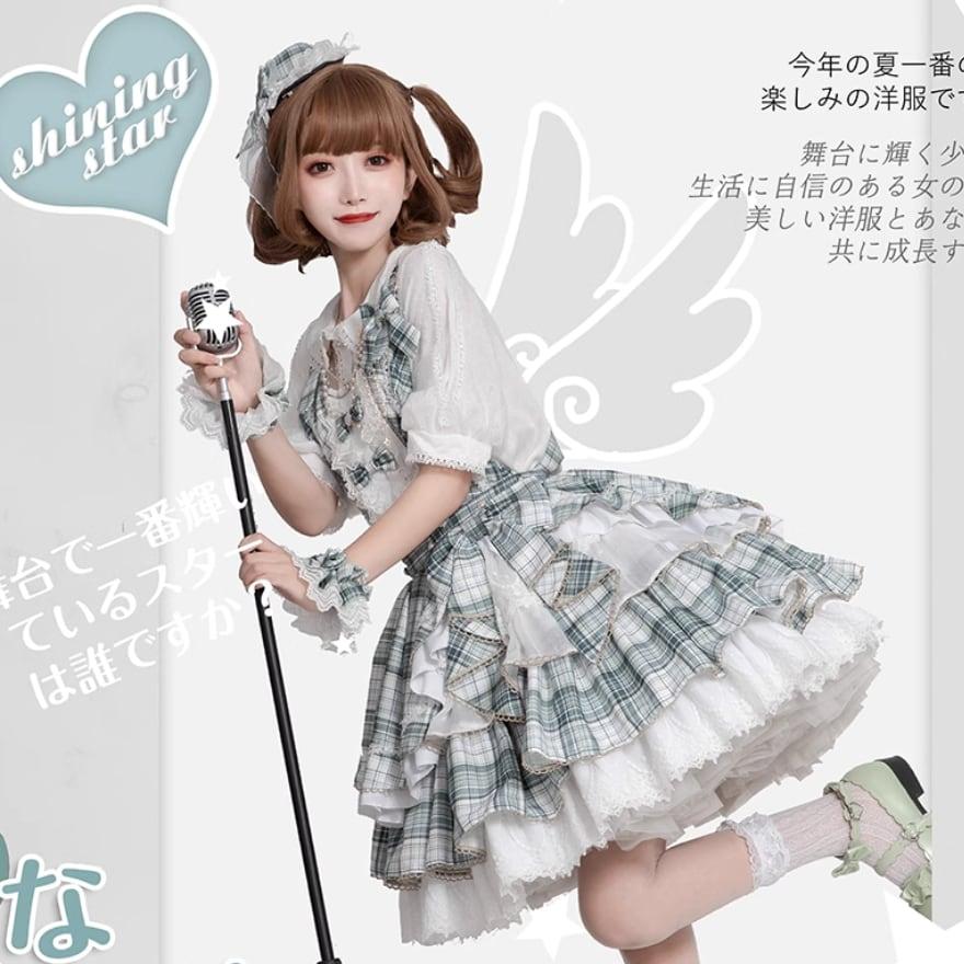 アイドル服 キラキラ アイドル衣装 ステージ衣装 セット割り チェック柄 コンカフェ衣装 の商品画像