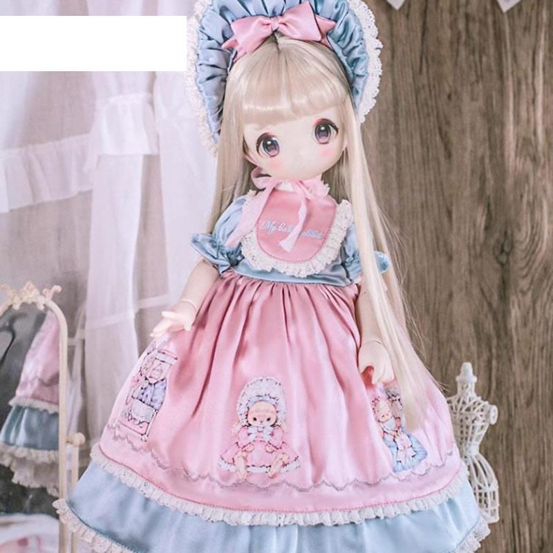 BJD ドール服 1/4 可愛い洋服 『シルク兎』 ワンピースセット 帽子 ドレス MSD/MDDサイズ球体関節人形用衣装セット_1
