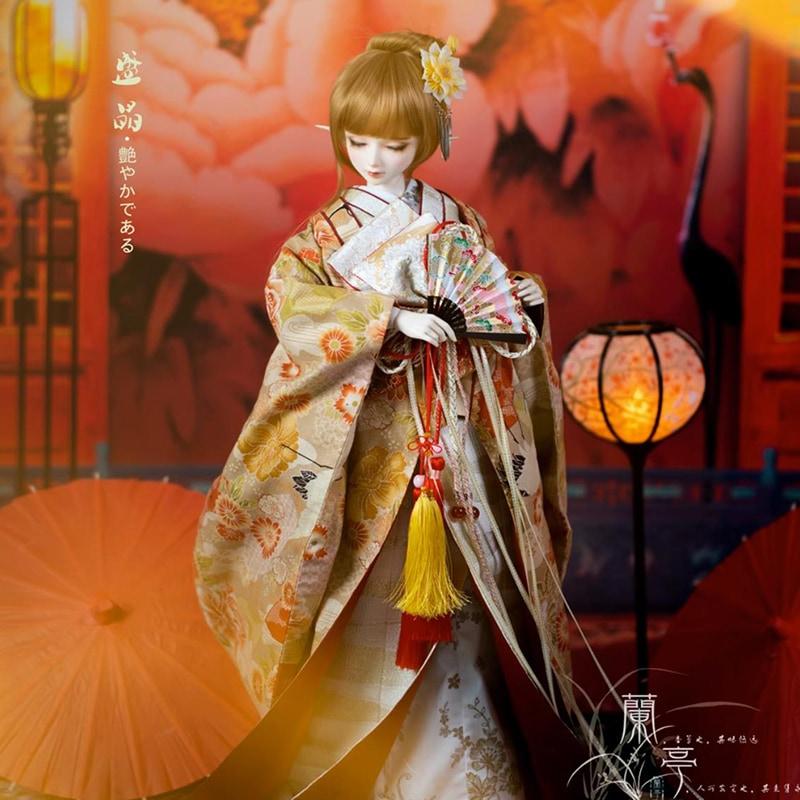 BJD 1/6 1/4 1/3 ドール服 着物セット 和風振袖 花魁 花嫁 『盛晶
