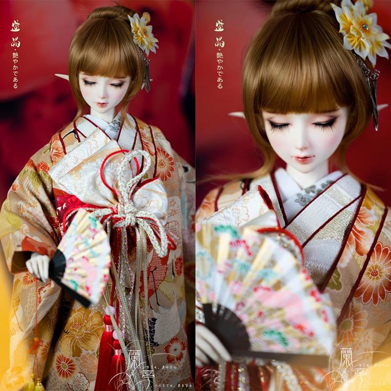 BJD 1/6 1/4 1/3 ドール服 着物セット 和風振袖 花魁 花嫁 『盛晶