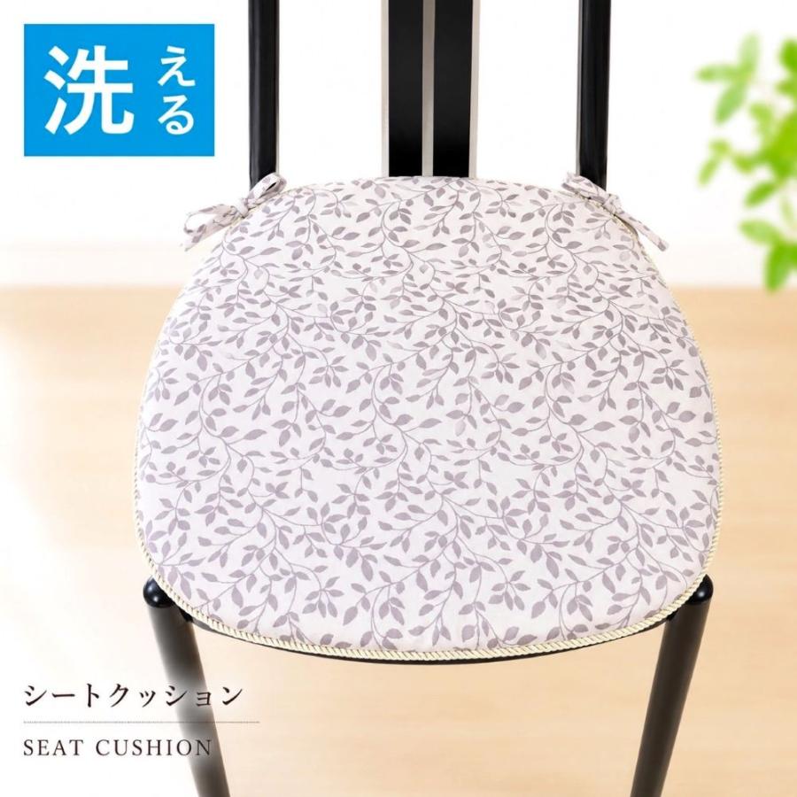 シートクッション ひも付き いす用 車 リーフ柄 上品 両面使える