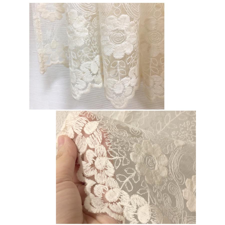 カフェカーテン レース おしゃれ 幅120×丈45cm 丈60cm 刺繍 チュール