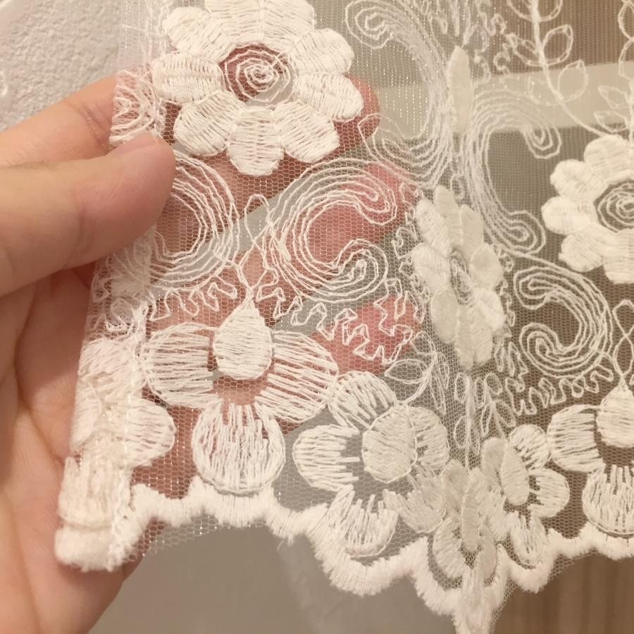 カフェカーテン レース おしゃれ 幅120×丈45cm 丈60cm 刺繍 チュール 