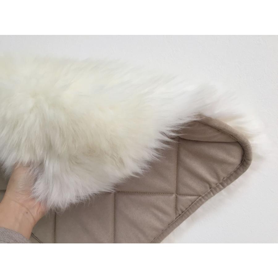 ムートン 長毛 裏付き おしゃれ 天然物の暖かさ 高級 上品 アイボリー