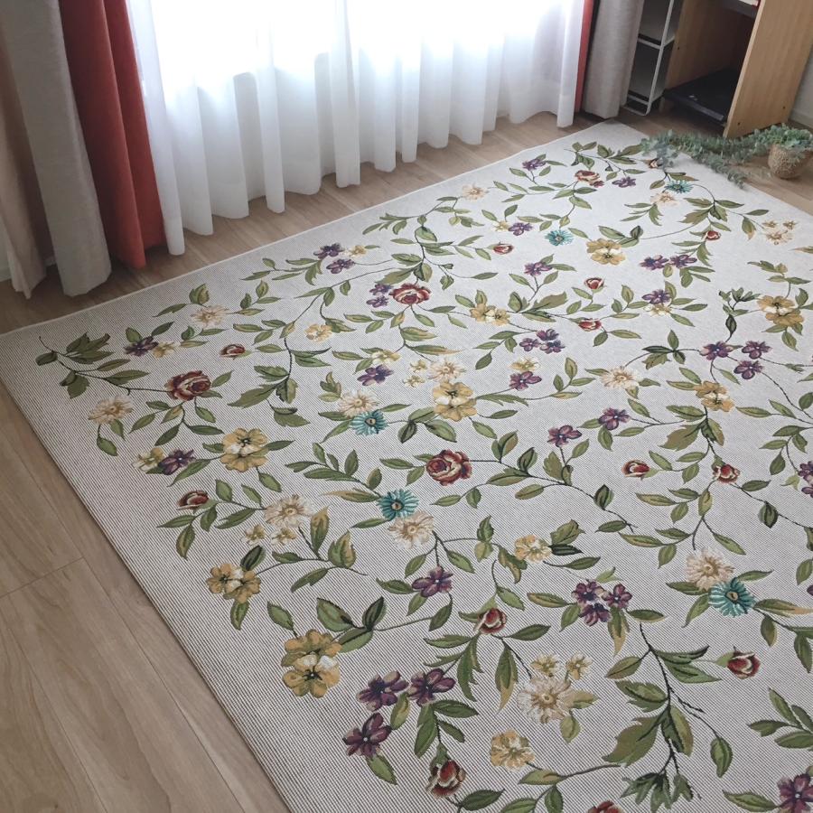 ベルギー製 カーペット 200×200cm 2畳 アンティーク調 デザインラグ