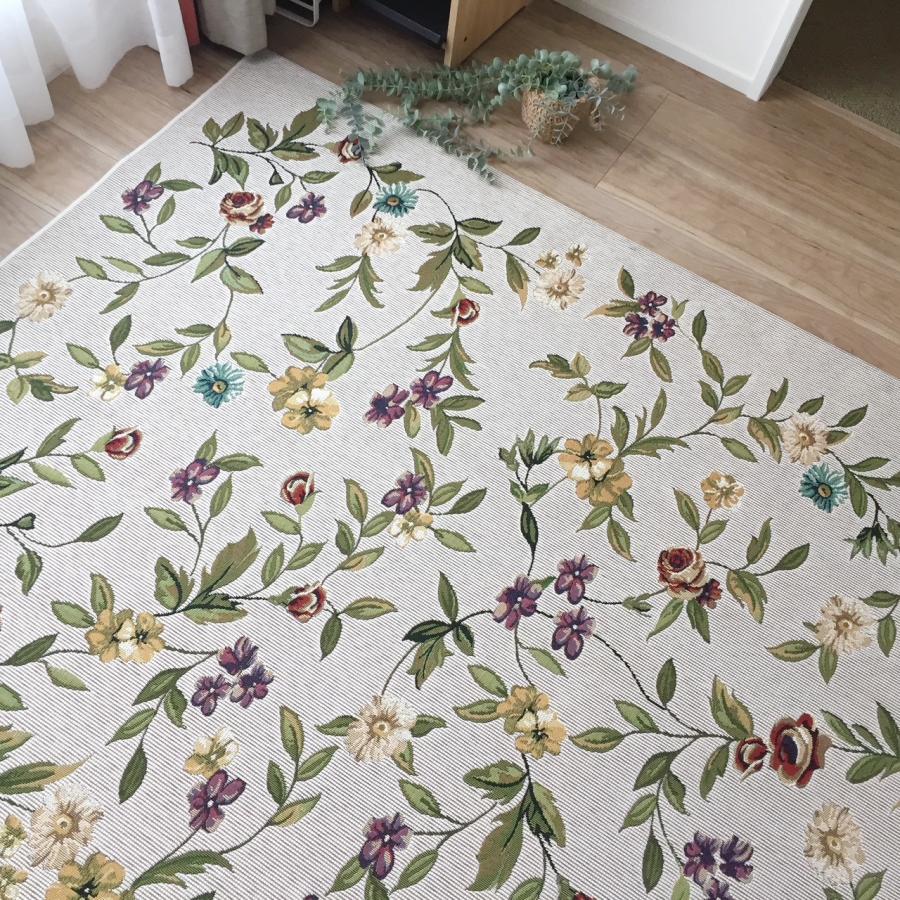 ベルギー製 カーペット 200×200cm 2畳 アンティーク調 デザインラグ