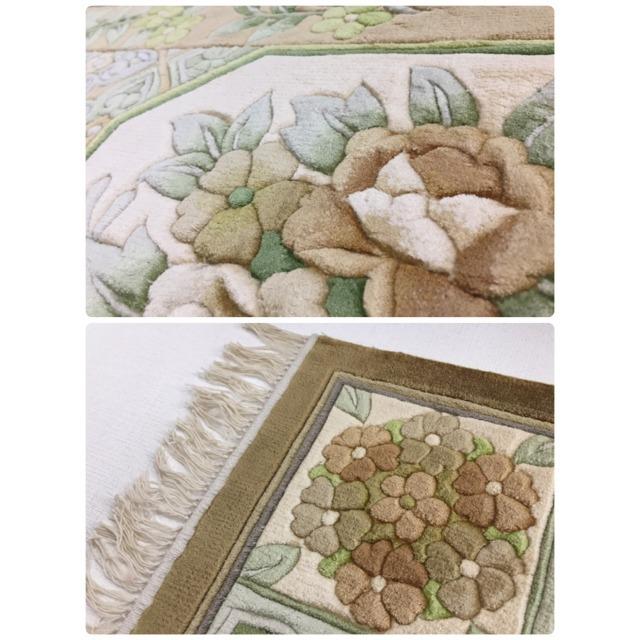 シルク玄関マット シルク緞通 織物 手織り 上品 約71×134cm 送料無料