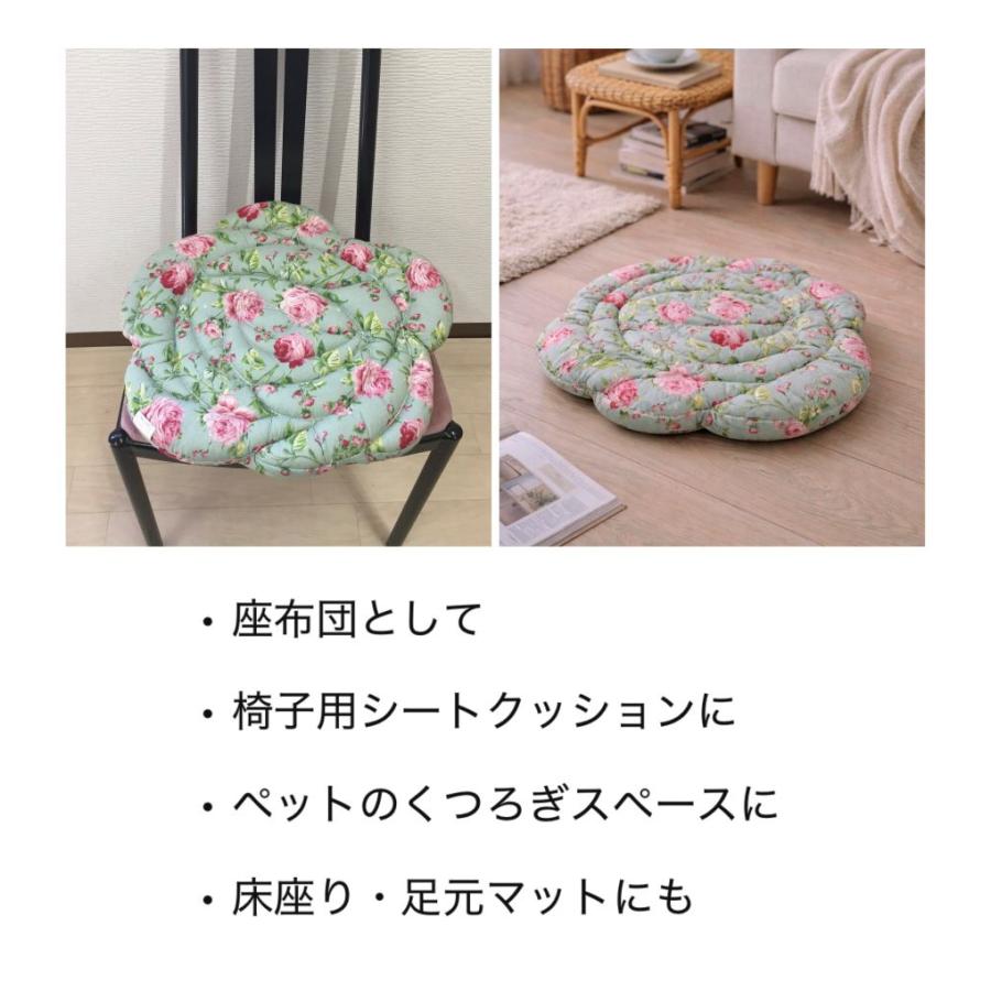シートクッション 座布団 花型 チェアパッド 綿 グリーン 上品
