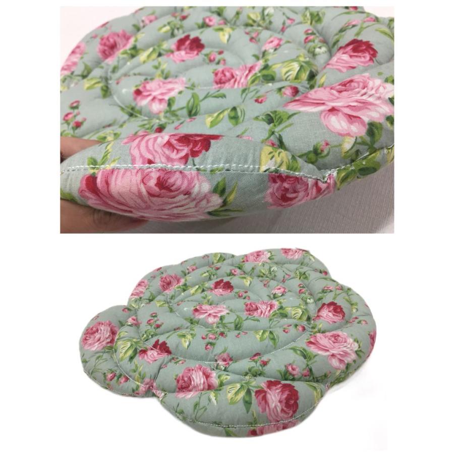 シートクッション 座布団 花型 チェアパッド 綿 グリーン 上品