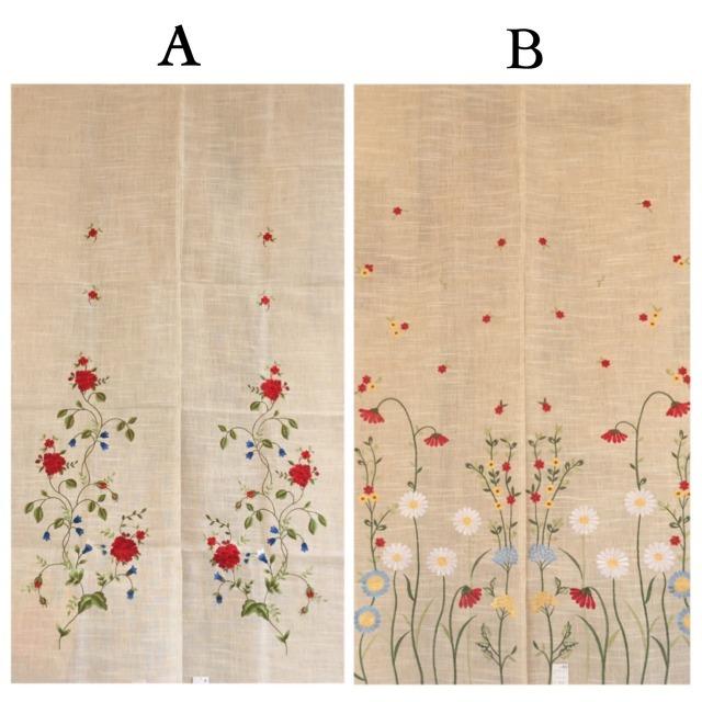のれん ロング おしゃれ 上品 花柄 刺繍 約85×150 送料無料|choro-aki|02