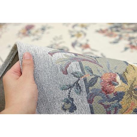 【新品】ラグ カーペット 2畳 シェニールゴブラン織り 花柄 ブルー 洗えるラグ 2畳 シェニールゴブラン織り 洗える おしゃれ 花柄 撥水 約