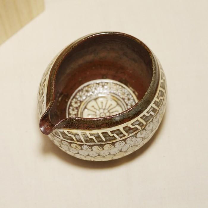 山口萩焼 明善窯 三島手酒注器 大和佳太作 化粧箱付き 一点物 : 山口
