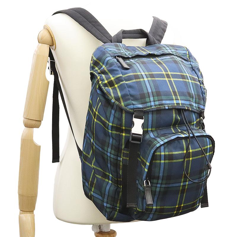 プラダ Prada バックパック テスート チェック ブルー系マルチカラー V135 リュック メンズ レディース 中古良品 Bgpr A0710 Chou Porte 通販 Yahoo ショッピング