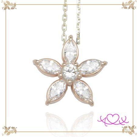 ピンクピンクシルバー PinkPinkSilver ネックレス レディース アクセサリー チェリー ブラッサム CZ ペンダント シルバーチェーン付き ArisaHnasaki｜chouchou-de-stt