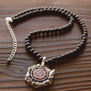 戦国武将 ネックレス メンズ アクセサリー 織田木瓜 織田信長 天然石 シルバー925 ペンダント 43センチ