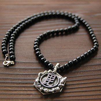 戦国武将 ネックレス メンズ アクセサリー 毘沙門天 上杉謙信 天然石 シルバー925 ペンダント 52センチ