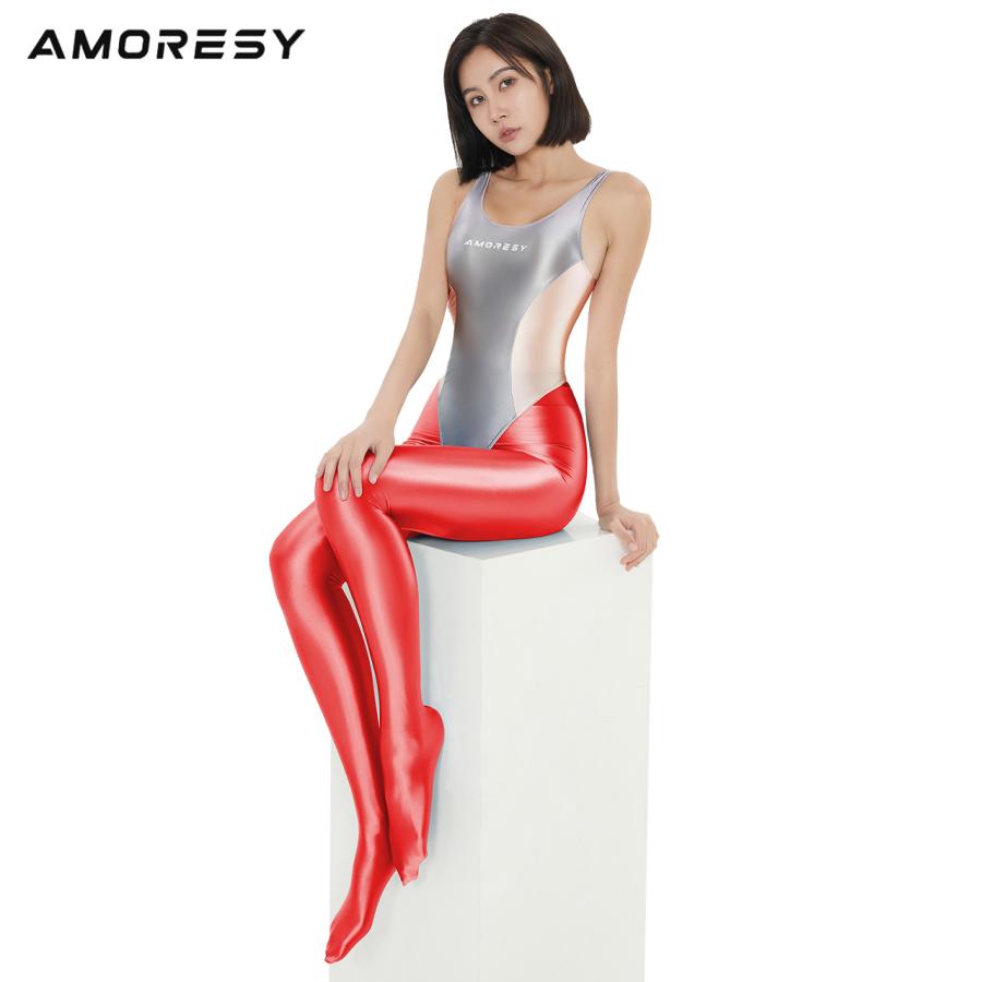 AMORESY Leucothea ハイレグ バイカラー 光沢 レオタード 競泳水着 コスチューム ワンピーススイムスーツ ボディスーツ 男女兼用｜chouchou-life｜05