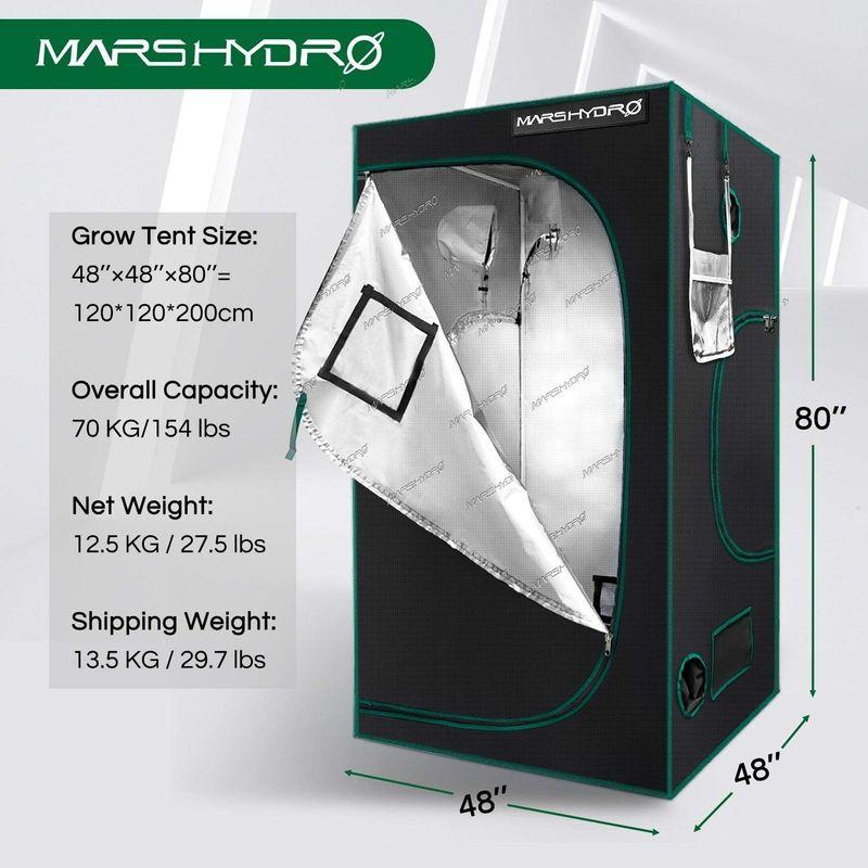 Mars　Hydro120×120×200　植物育成用　マイラー　水耕栽培テント　静音　1680d高密度　グロウ　グロウテント　グロウボック