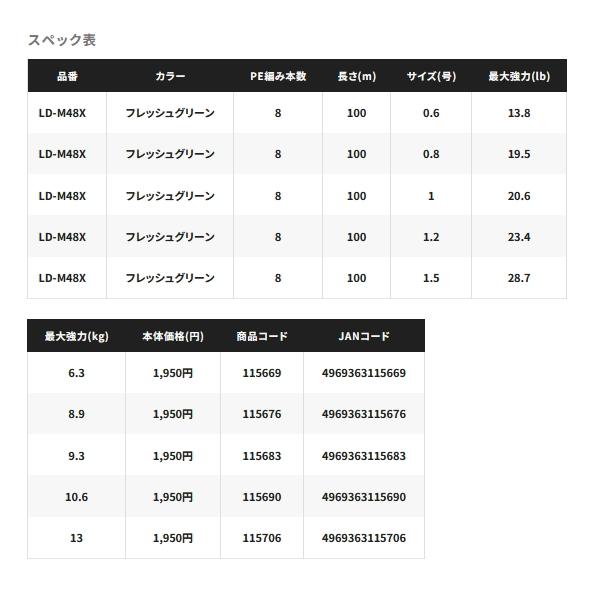 ≪'24年3月新商品！≫ シマノ ハードブル 8+ LD-M48X 100m 2号 フレッシュグリーン｜chouka｜03