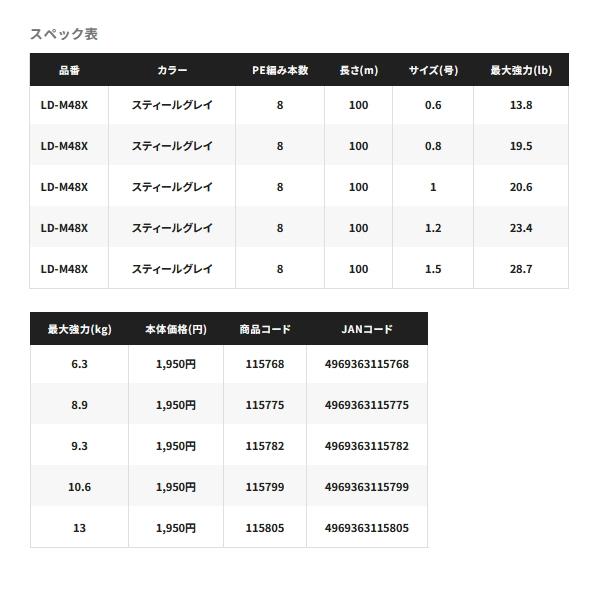 ≪'24年3月新商品！≫ シマノ ハードブル 8+ LD-M48X 100m 2号 スティールグレイ｜chouka｜03