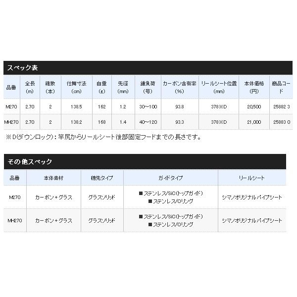 （20年7月新商品） シマノ ヒラメ BB M270 （仕舞寸法 138.5cm） 160 （保証書付）