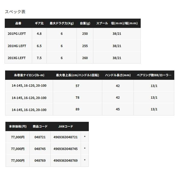 （26年7月新商品） シマノ 26 カルカッタ コンクエスト DC 201XG（左） （7月発売予定／ご予約受付中） （小型商品）_2