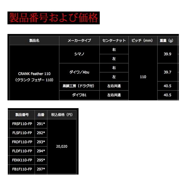 リブレ クランク フェザー 110 FRSF110-FP 右巻 シマノ用 ガンメタ