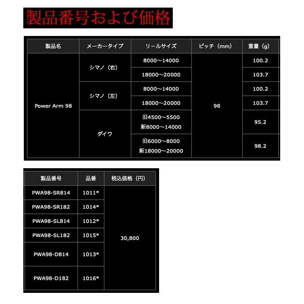 リブレ パワーアーム 98 PWA98-SL814 シマノ8000〜14000番左巻き