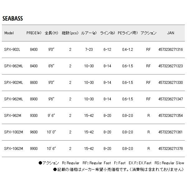 ≪'18年9月新商品！≫ メジャークラフト NEW ソルパラ シーバス SPX-962ML 〔仕舞寸法 149cm〕 【大型商品1/代引不可】｜chouka｜04