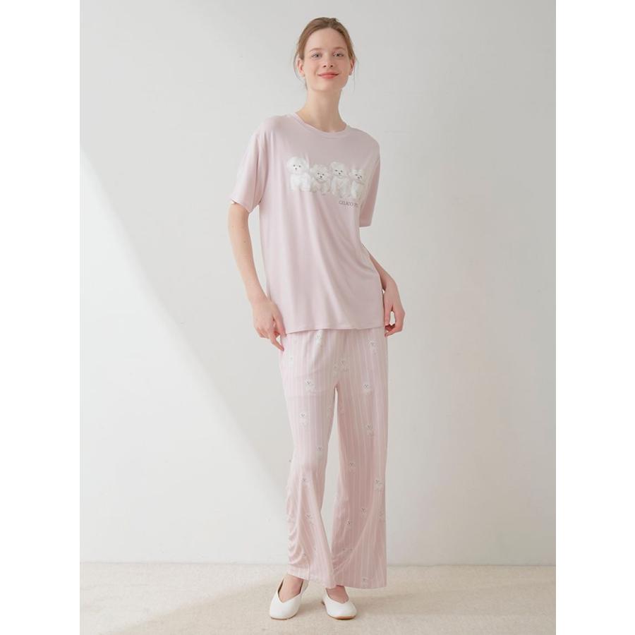 新品タグ付✨ジェラピケ　上下セット　バックプリント　Tシャツ　& ロングパンツ gelato pique ジェラートピケ ビションフリーゼ柄 Tシャツ