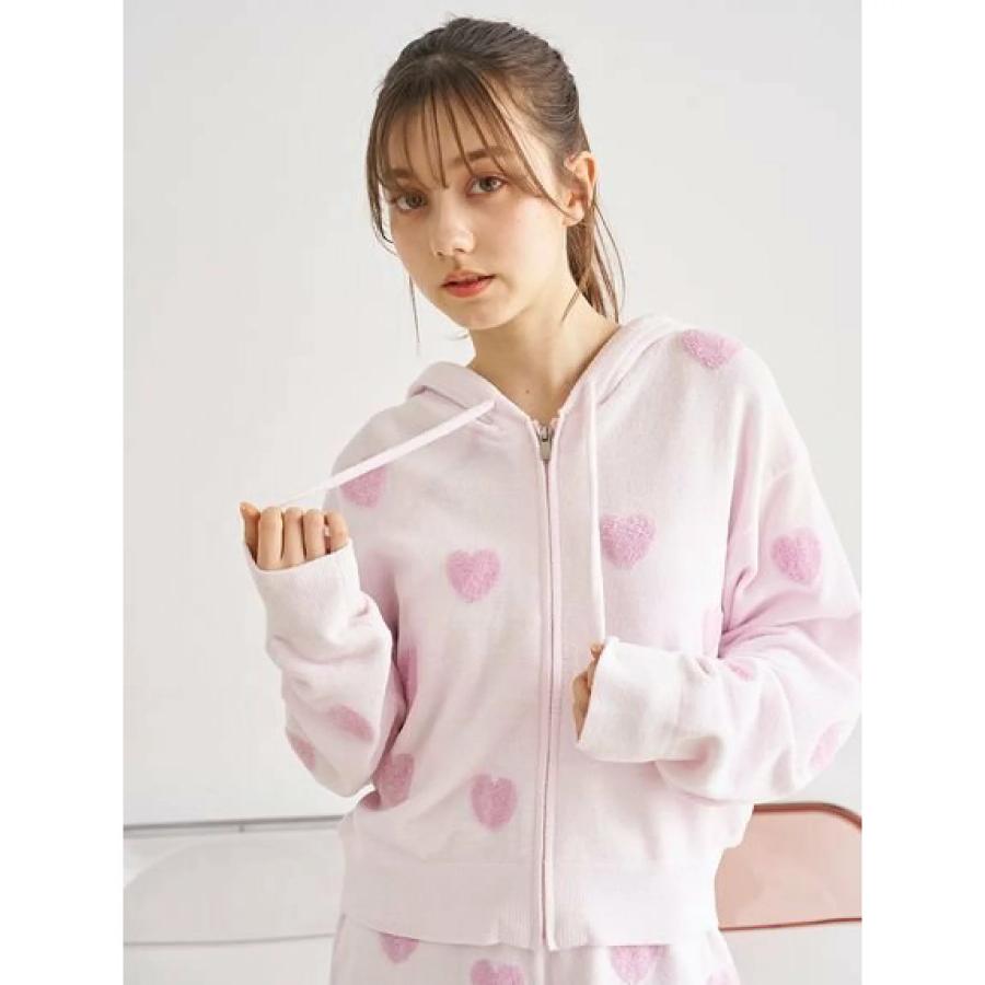 gelato pique（ジェラートピケ） ハートジャガード クロップドパーカー