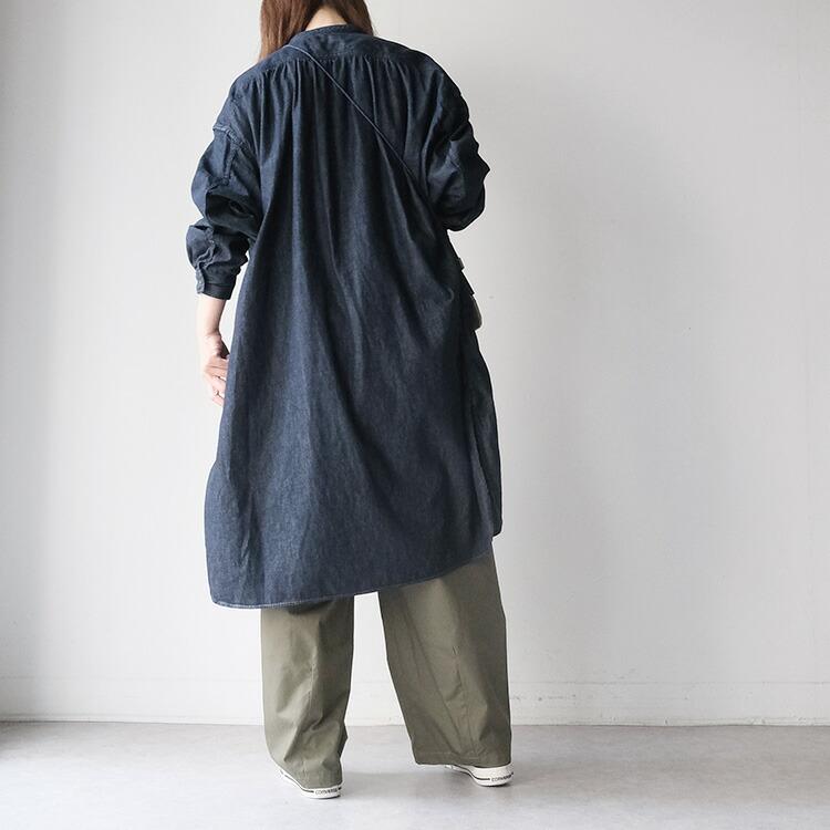 フラミンゴファーム　デニムロングシャツ ✨ Flamingo Firm フラミンゴファーム デニム風 長袖シャツ ブルー