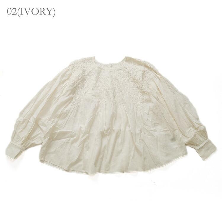 ドゥーブルー doux bleu ハンドスモッキング刺繍ブラウス 2543