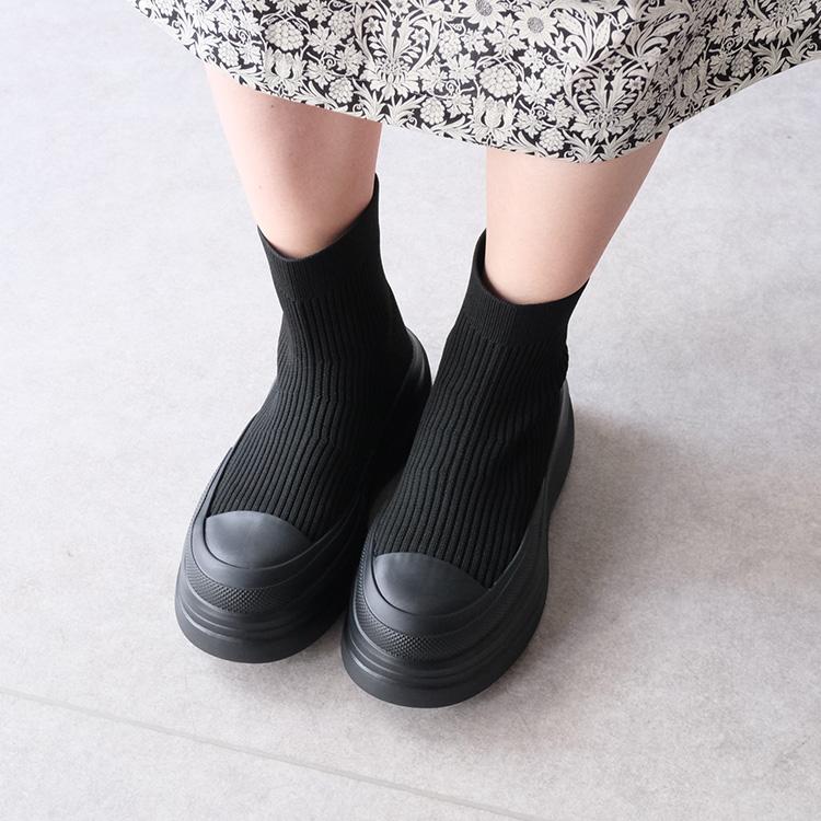 専用★新品 アトリエブルージュ ニット ショートブーツ 22.5 ブラック 厚底 ATELIER BRUGGE（アトリエブルージュ） (30%OFF SALE) atelier brugge