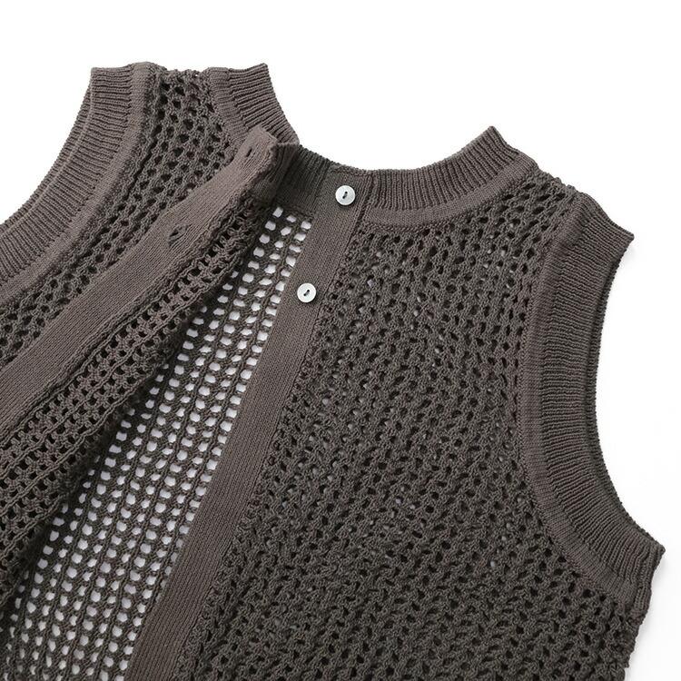 【MidiUmi】メッシュ　ニットベスト　カーディガン　グレー MidiUmi ミディウミ mesh knit 2way vest メッシュニット 2WAY