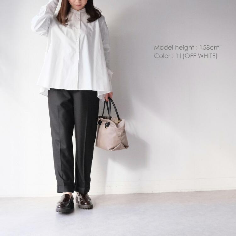 ミディウミ MidiUmi 3-739996 Aライン バンドカラー シャツ ブラウス A line band collar shirt 2026SS 春夏 爆買 母の日の画像