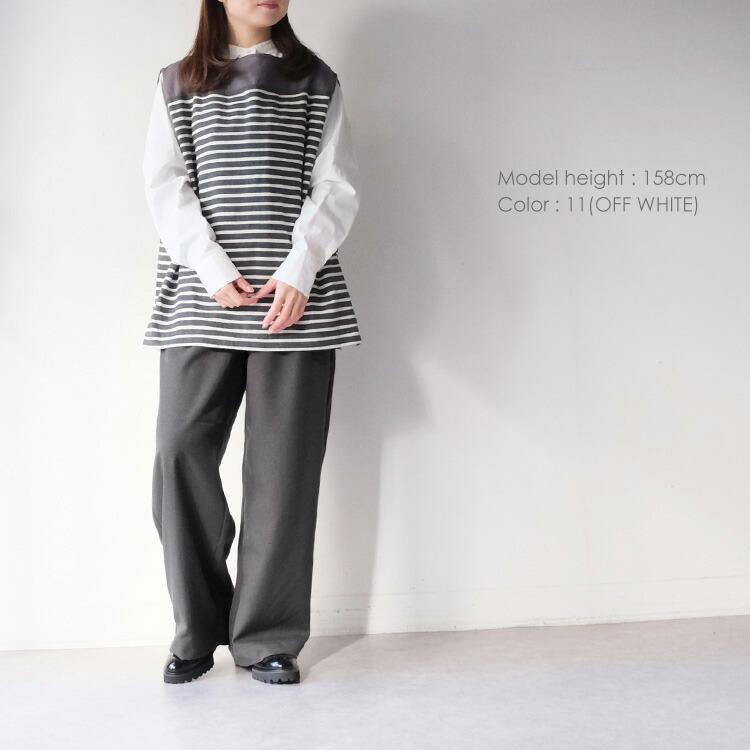 ミディウミ MidiUmi 3-739996 Aライン バンドカラー シャツ ブラウス A line band collar shirt 2026SS 春夏 爆買 母の日の画像