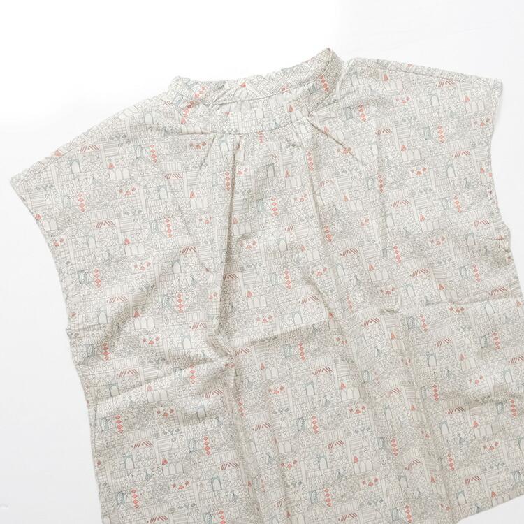 新品 ポンデシャロン sosotto リバティスタンドカラー フレンチブラウス