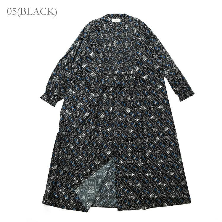 sosotto（ソソット） 格子花柄ピンタックウエストドロストワンピース