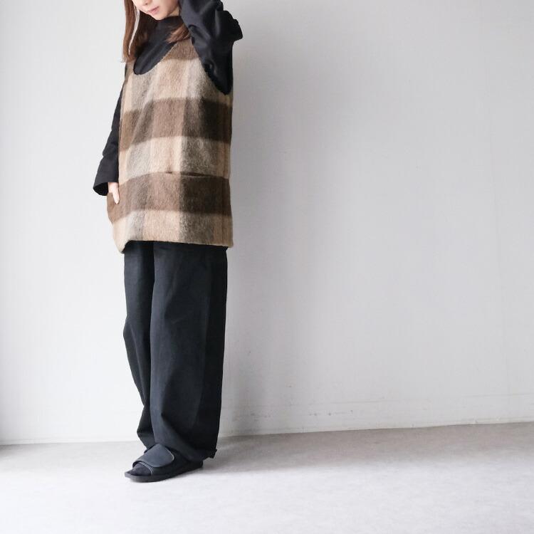 sale*Honneteオネット シャギーウール チェックショールカラーコート