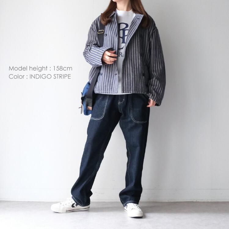 ARMEN（アーメン） ARMEN ARN DYED INDIGO 2STRIPE ROUND COLLAR 