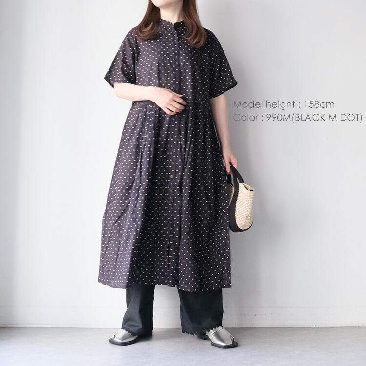 SOIL（ソイル） コットンボイル ドットプリント バンドカラー ドレス