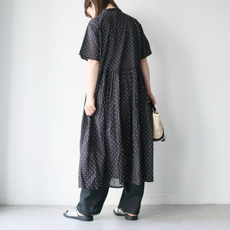 SOIL（ソイル） コットンボイル ドットプリント バンドカラー ドレス